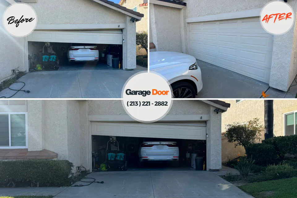 Before and after: garage door repair Louisburg, KS